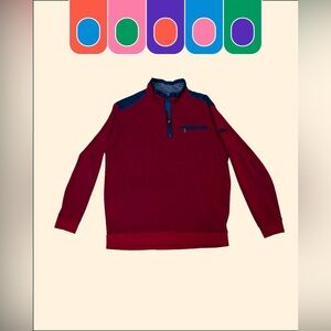 Men's Burgundy Half-Zip Sweater with Navy Trim